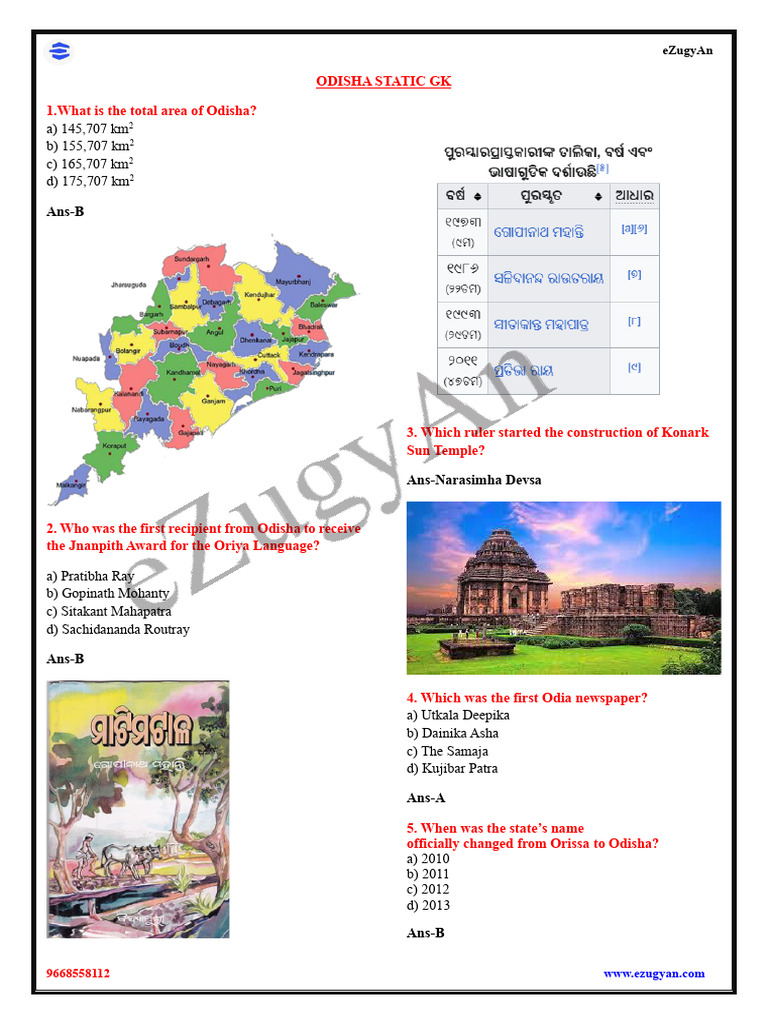 Odisha Static Gk 1 Pdf