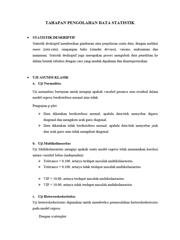 Tahapan Pengolahan Data Statistik Pdf