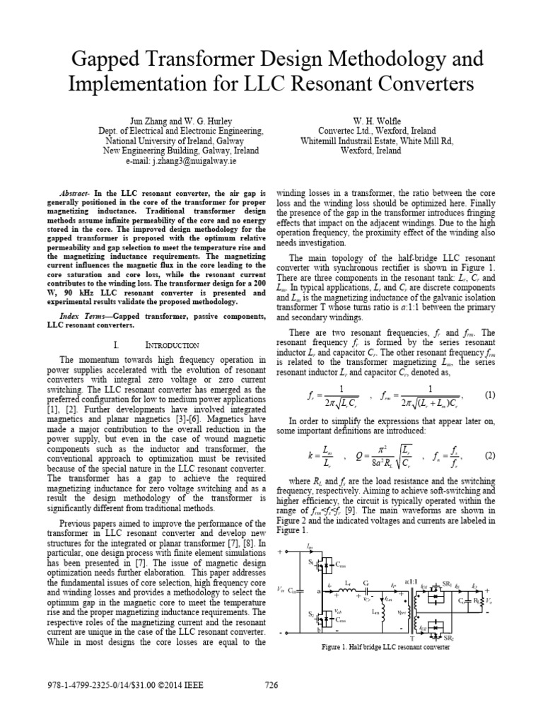 Gapped Transformer Design for LLC Converters | PDF | Transformer | Inductor
