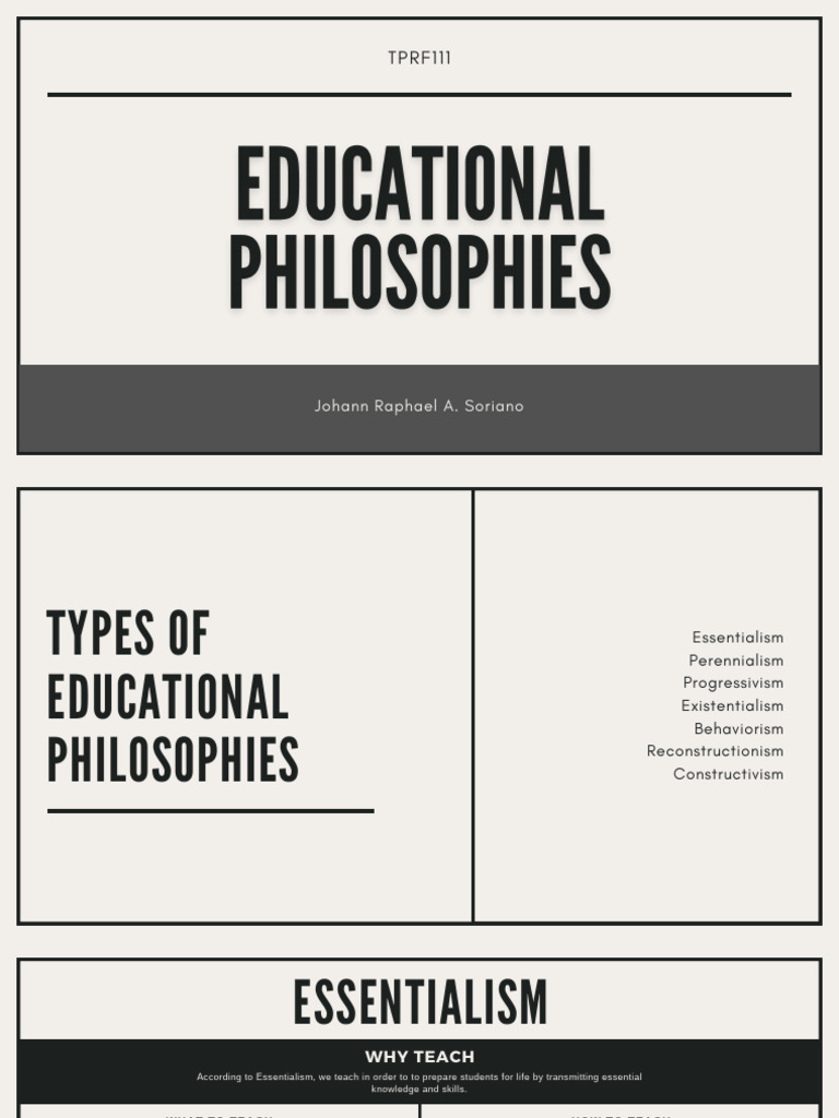 Soriano - Educational Philosophies-1 | PDF | Learning | Constructivism ...