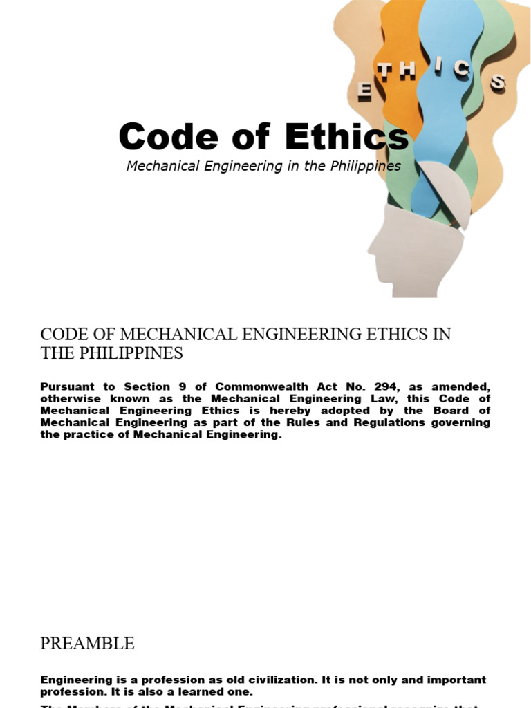 Philippine Mechanical Engineering Ethics | PDF | Engineer | Profession