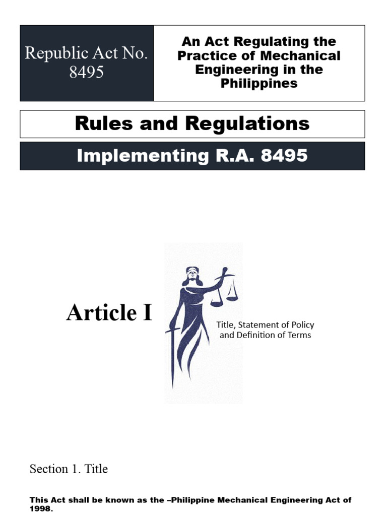 Philippine Mechanical Engineering Act | PDF | Engineer | Engines