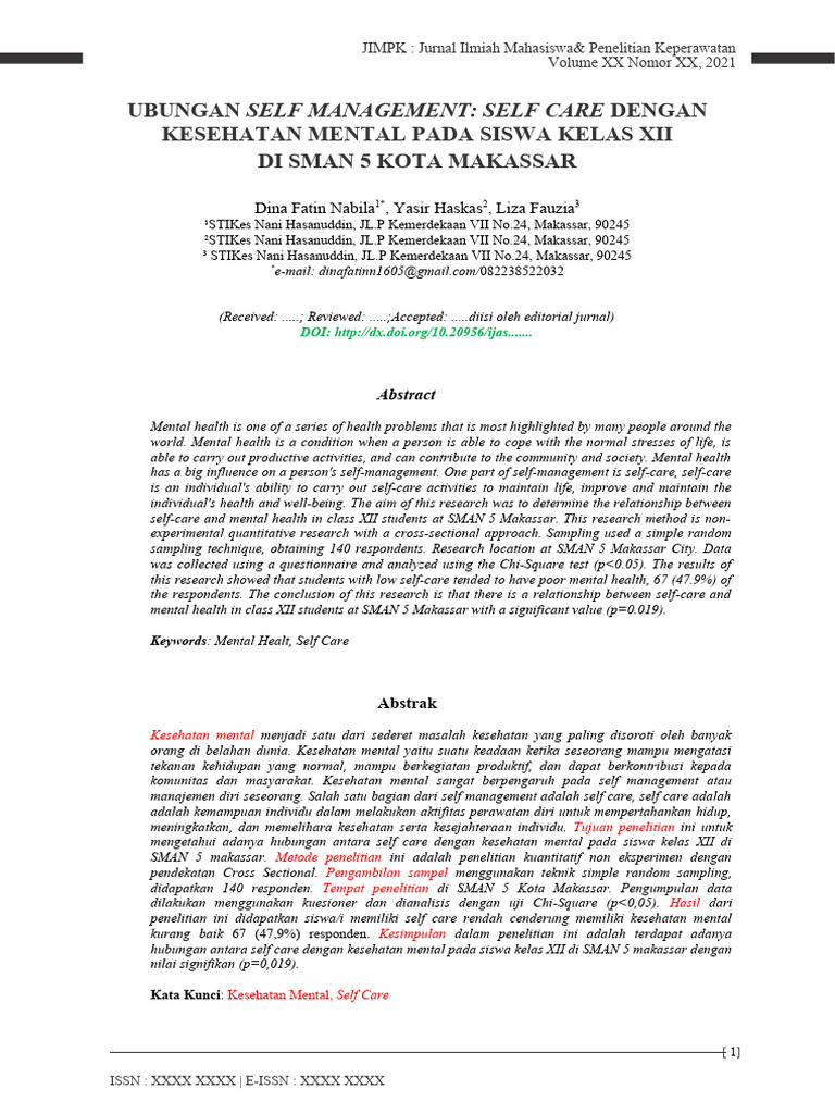 Contoh Manuscrip Jurnal | Download Free PDF | Mental Health
