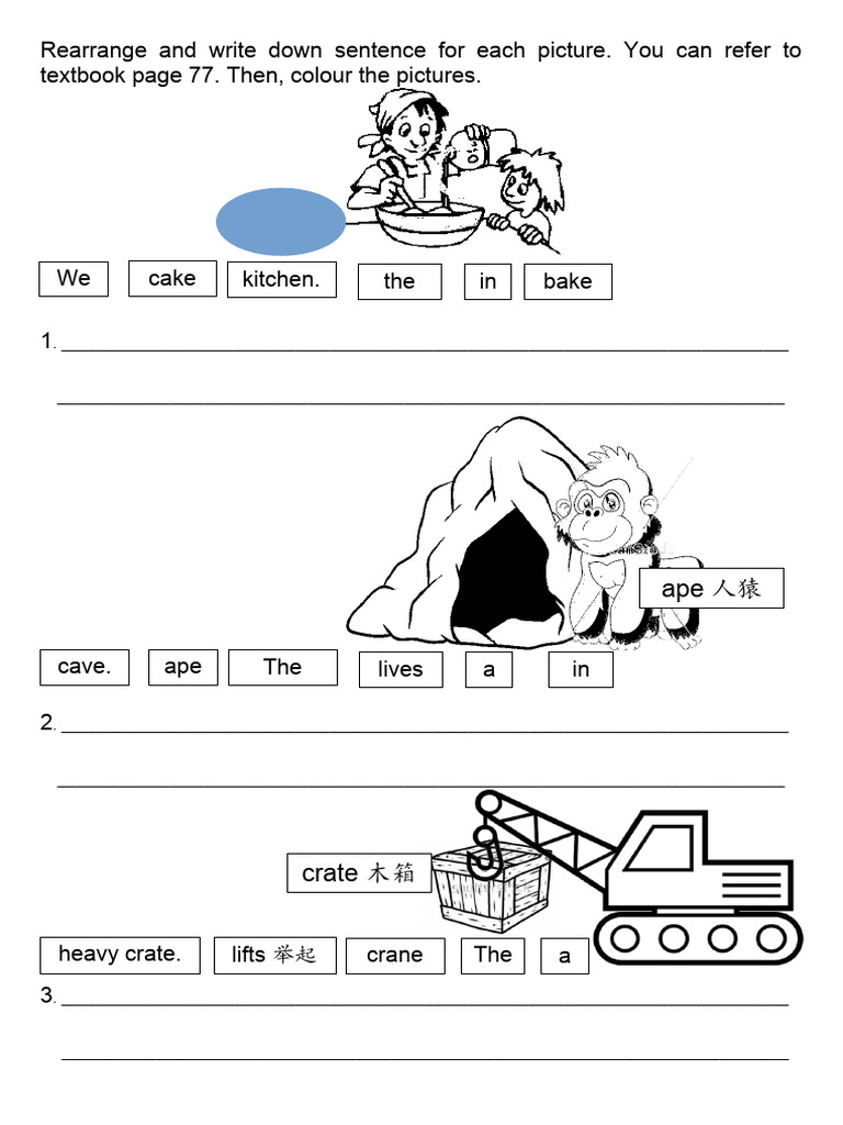 Sentence Rearrangement and Coloring Activity | PDF | Home & Garden | Art