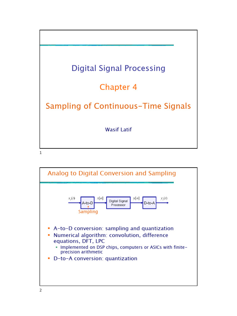 DSP - Chapter 4 - Sampling of CT Signals A | PDF | Sampling (Signal ...