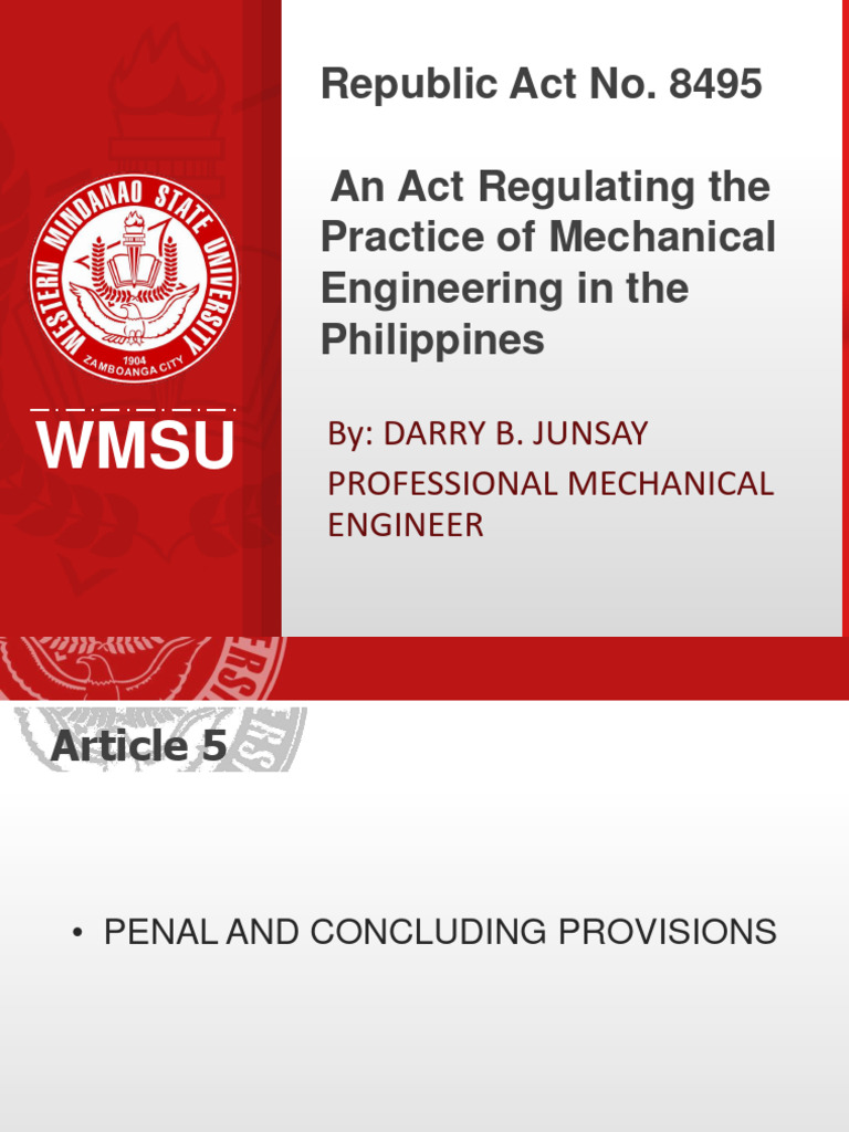 RA 8495: Mechanical Engineering Law | PDF | Fine (Penalty) | Common Law