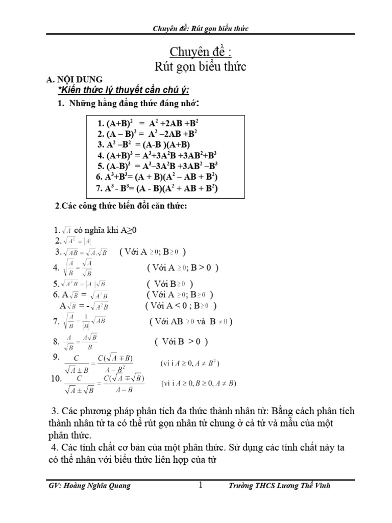 Chuyen de rut gon bieu thuc toan 9 pdf