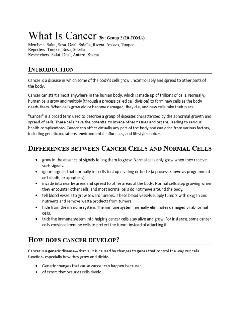 What Is Cancer (Word) | PDF | Cancer | Metastasis
