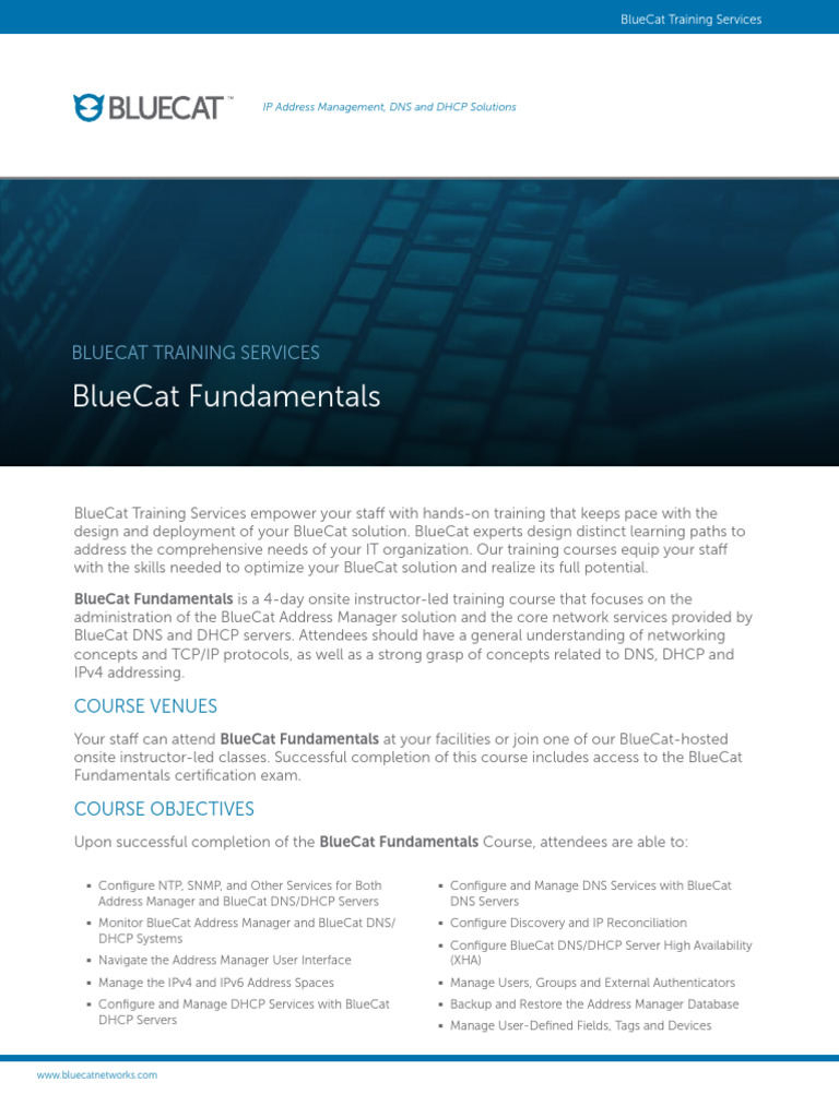 BlueCat Fundamentals Training Overview | PDF | Domain Name System | Ip ...