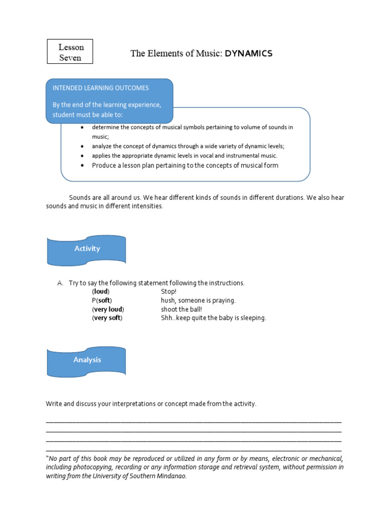 Lesson-7 Dynamics | PDF | Musicology | Performing Arts