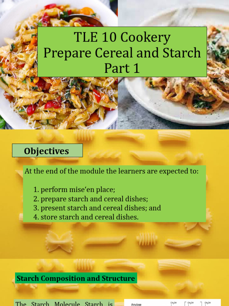 Starch and Cereal Dish Preparation | PDF | Starch | Cooking