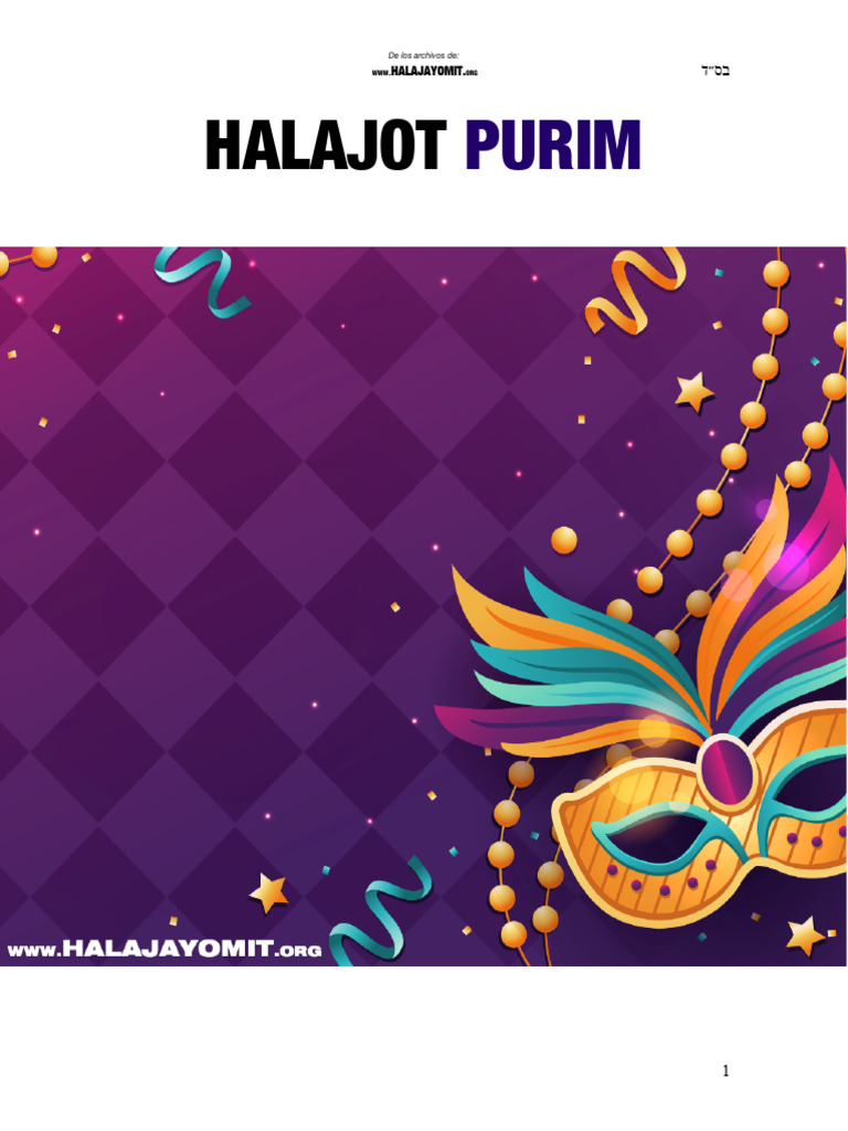 Resumen halajot purim pdf teolog a jud a ley jud a y rituales