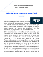 Orientaciones para El Examen Final 2021