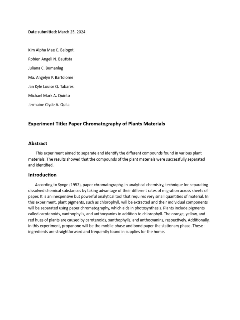 Paper Chromatography | PDF | Chromatography | Elution