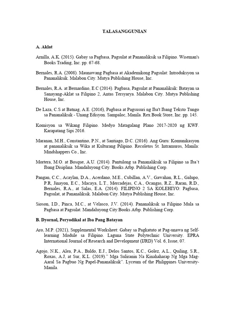TALASANGGUNIAN (Final) | PDF