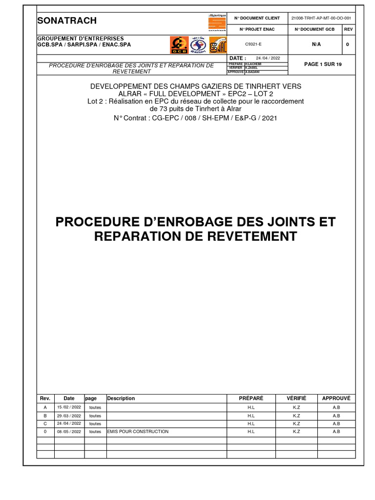 Procédure d'enrobage des joints | PDF | Soudage | Construction