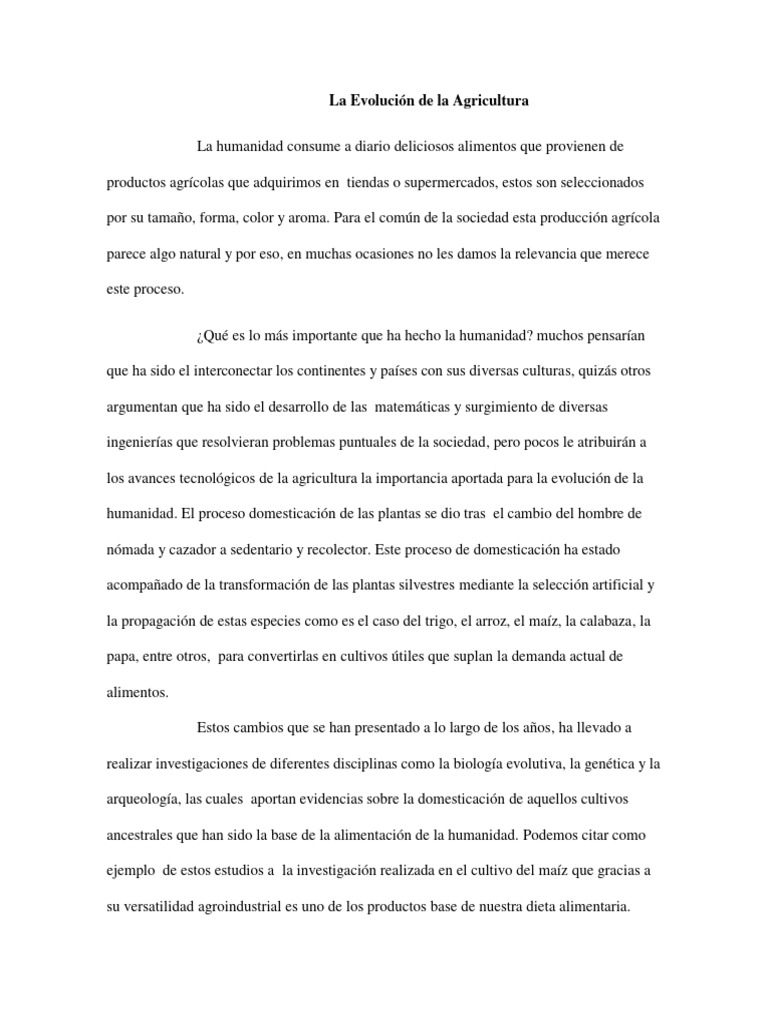 La Evolucion De La Agricultura Pdf Agricultura Evolución