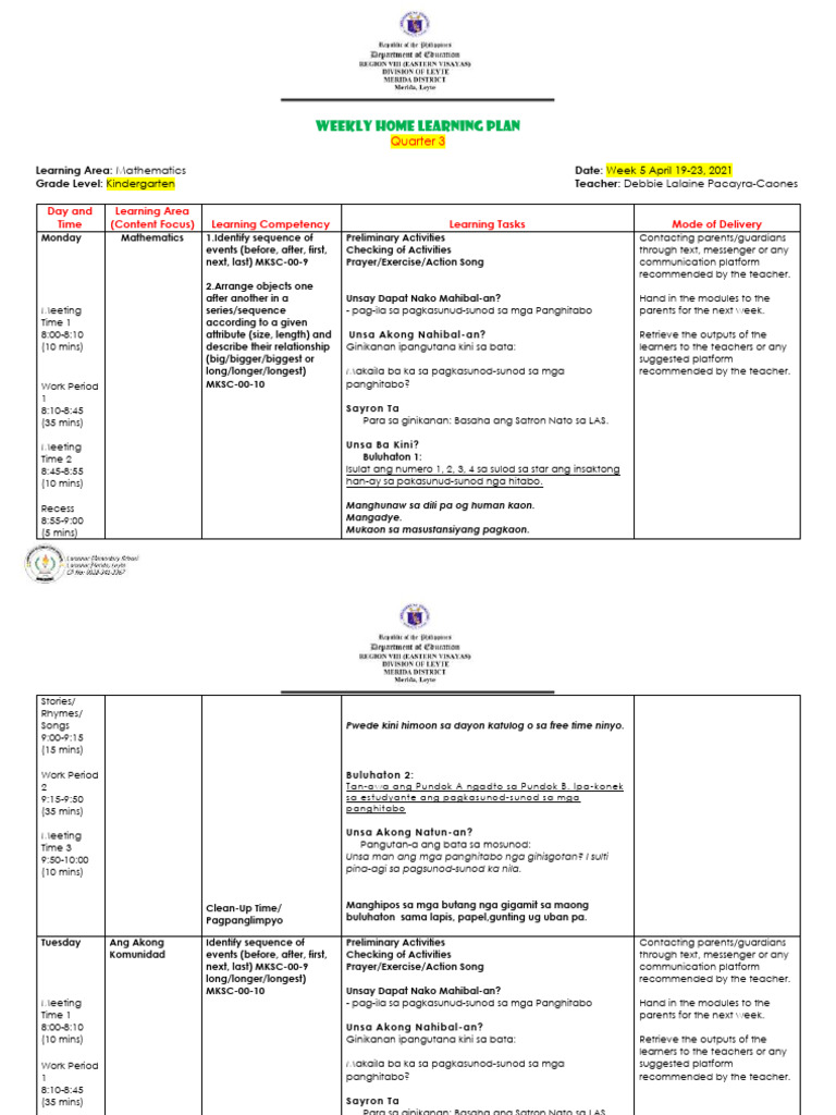 Q3 WK 5 WHLP | PDF