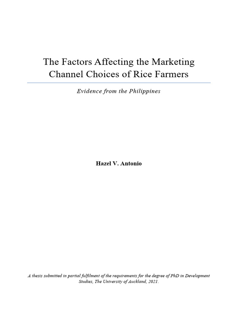 Factors Influencing Rice Farmers' Marketing Choices | PDF | Rice | Poverty