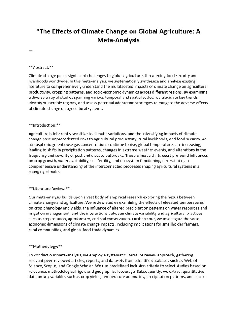 The Effects of Climate Change On Global Agriculture | PDF | Agriculture ...