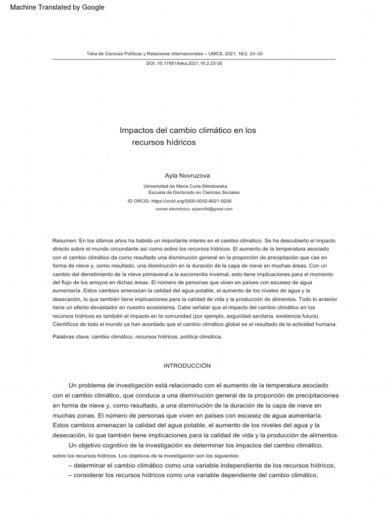 ClImate Change Impacts On Water Resources | PDF | Agua | Mitigación del ...