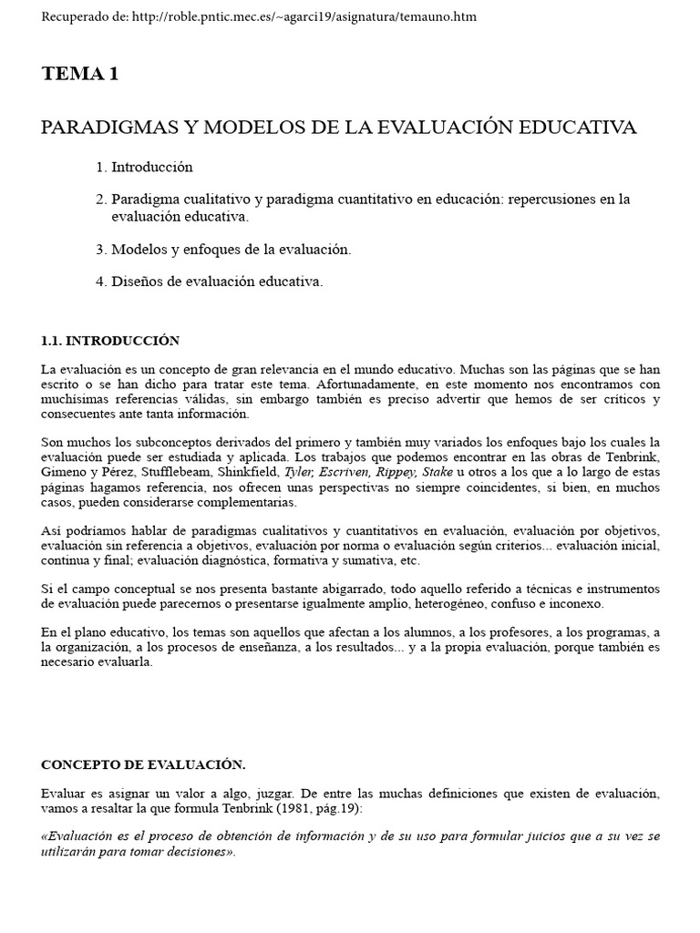 Paradigmas y Modelos de La Evaluaci 0 7N Educativa | PDF | Evaluación ...