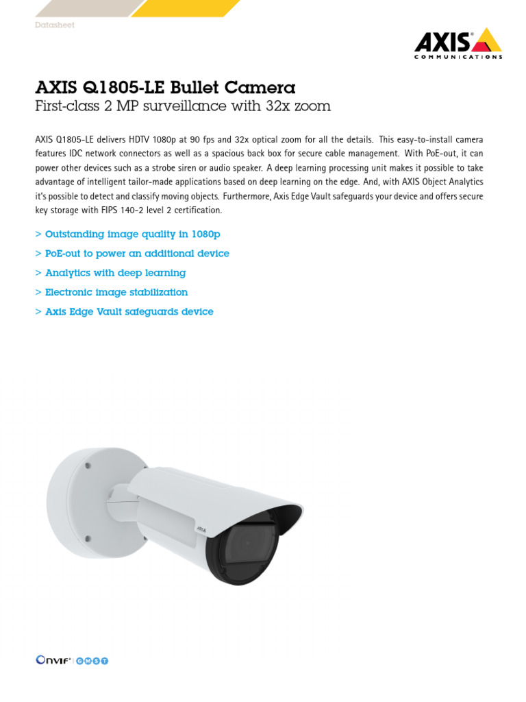Datasheet Axis q1805 Le Bullet Camera en US 432361 PDF Image