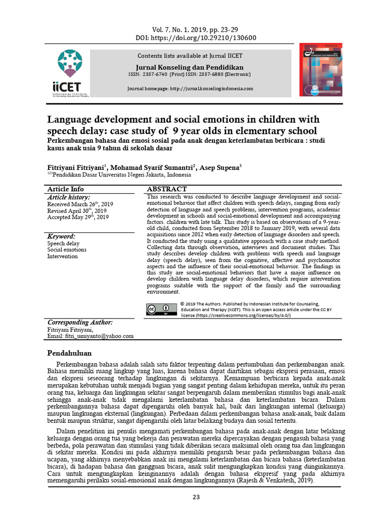 Language Development in Speech Delay Children | PDF | Cognition ...