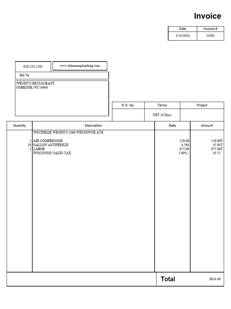 Wendys winterize invoice pdf