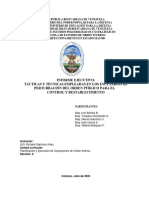 Informe Ejecutivo. Tácticas y Técnicas Empleadas en Los Escenarios de Perturbacion Del Orden Público.