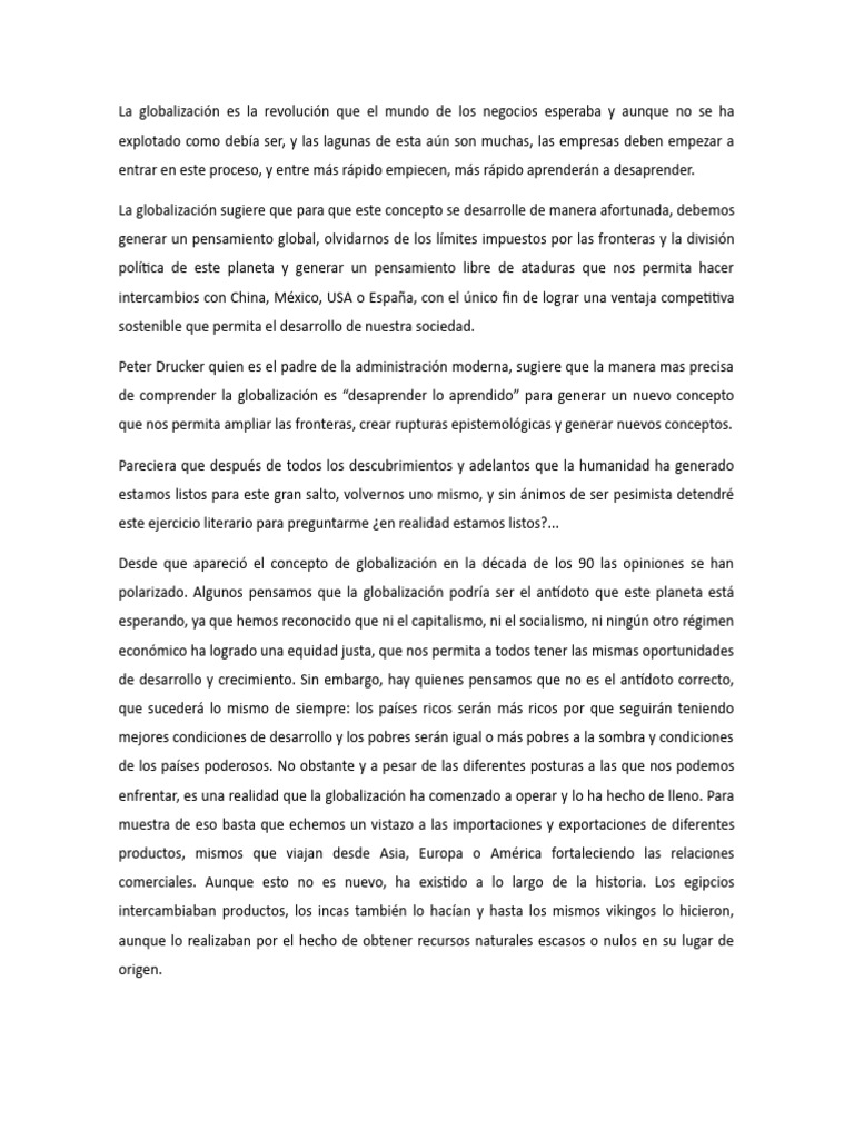 La Globalizacion y El Impacto en El Mundo Empresarial | PDF ...