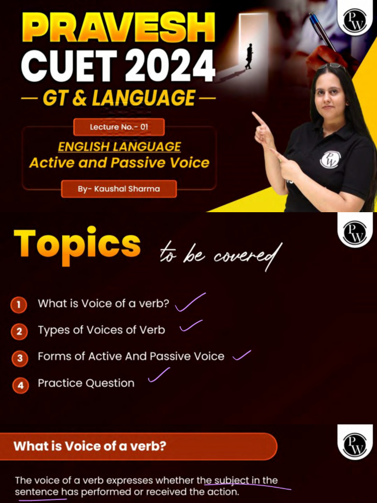 Active and Passive Voice 01 - Class Notes - Pravesh CUET 2024 (General ...