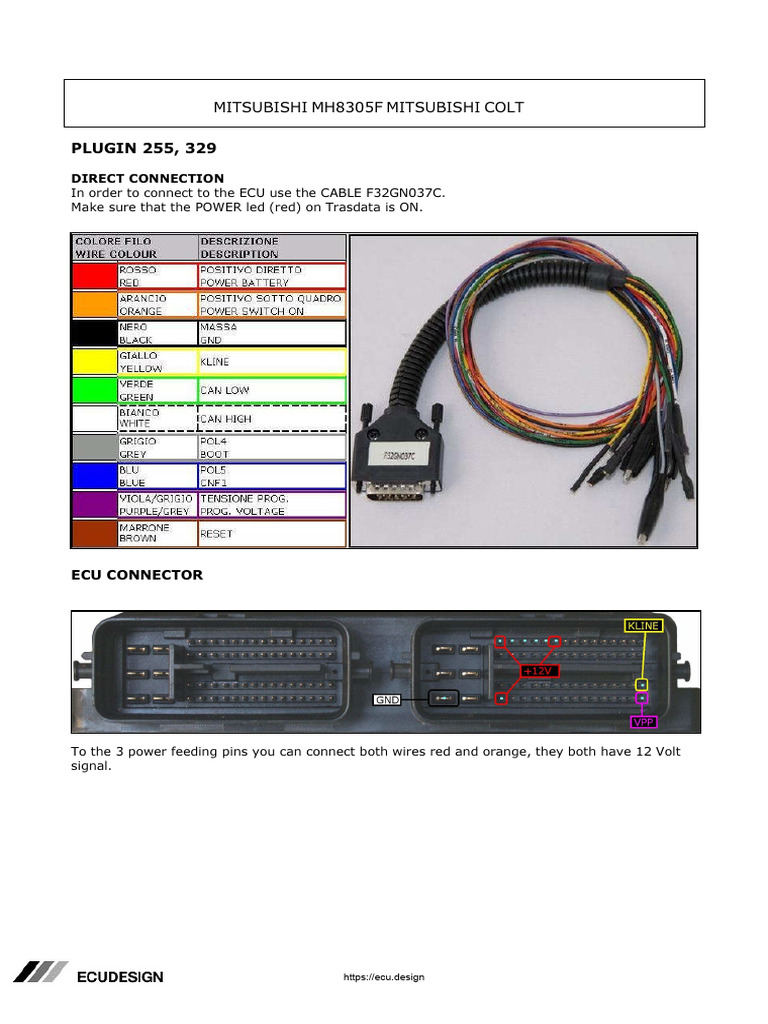 Mitsubishi Colt ECU Connection Guide | PDF | Technology & Engineering
