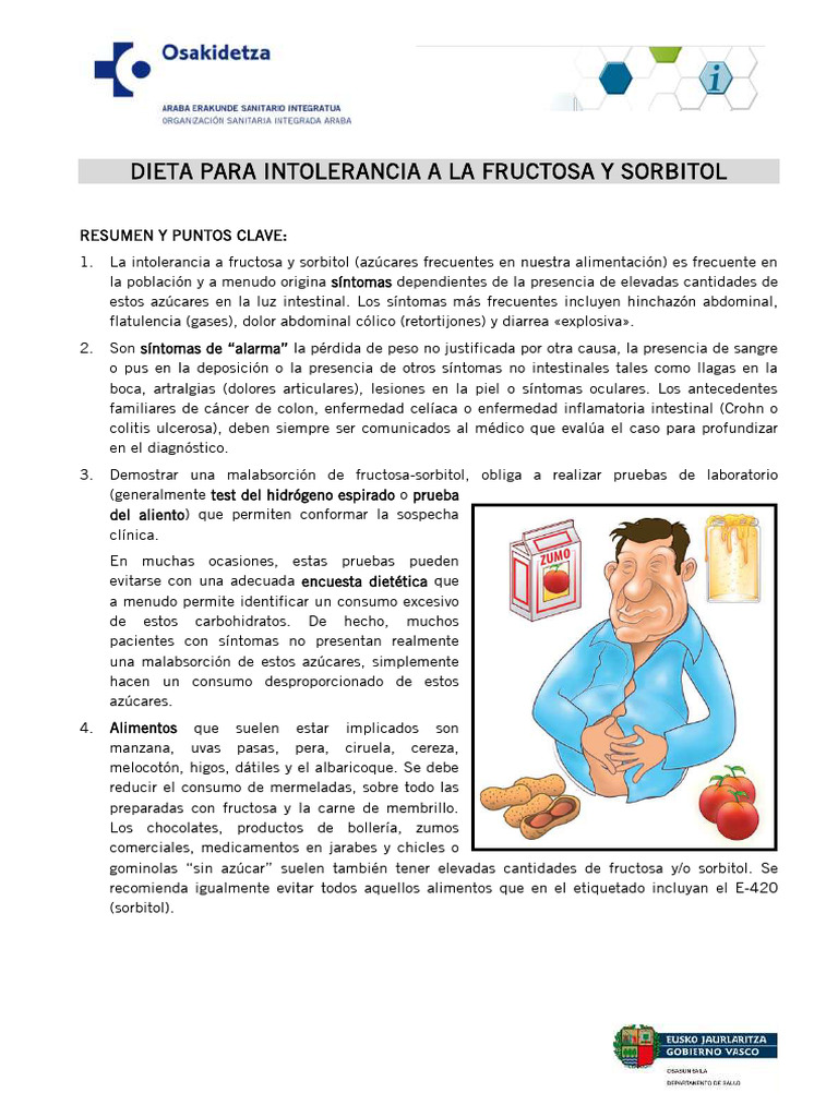 Dieta para Intolerancia a Fructosa y Sorbitol | PDF | Diarrea | Fructosa