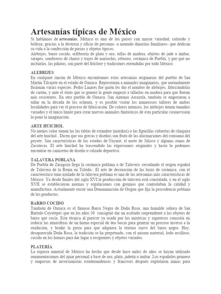 Artesanías Mexicanas: Tradición y Color | PDF | México