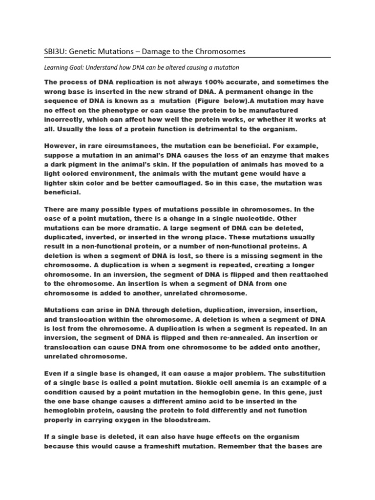 Genetic Mutations: Types and Effects | PDF | Mutation | Point Mutation