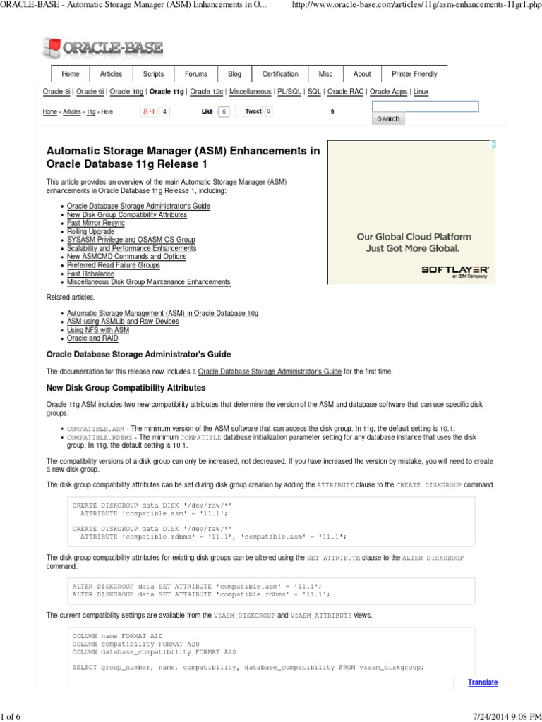 ASM Enhancements in Oracle 11g | PDF | Databases | Computer File