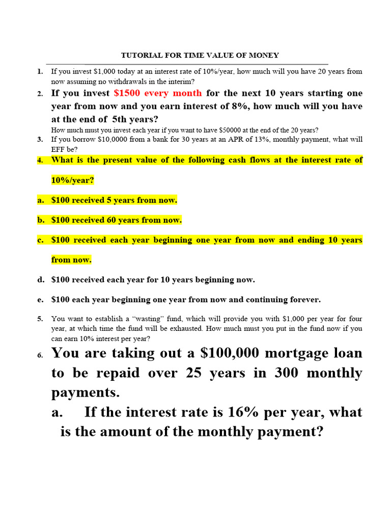 Es FOR TIME VALUE OF MONEY | PDF | Interest | Annual Percentage Rate