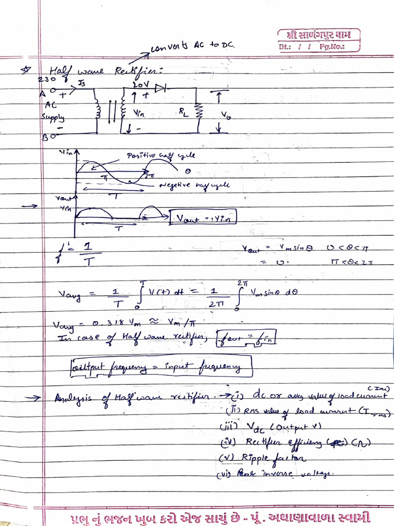 Half Wave Rectifier Notes | PDF
