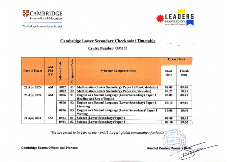 CLS Checkpoint Timetable8 | PDF