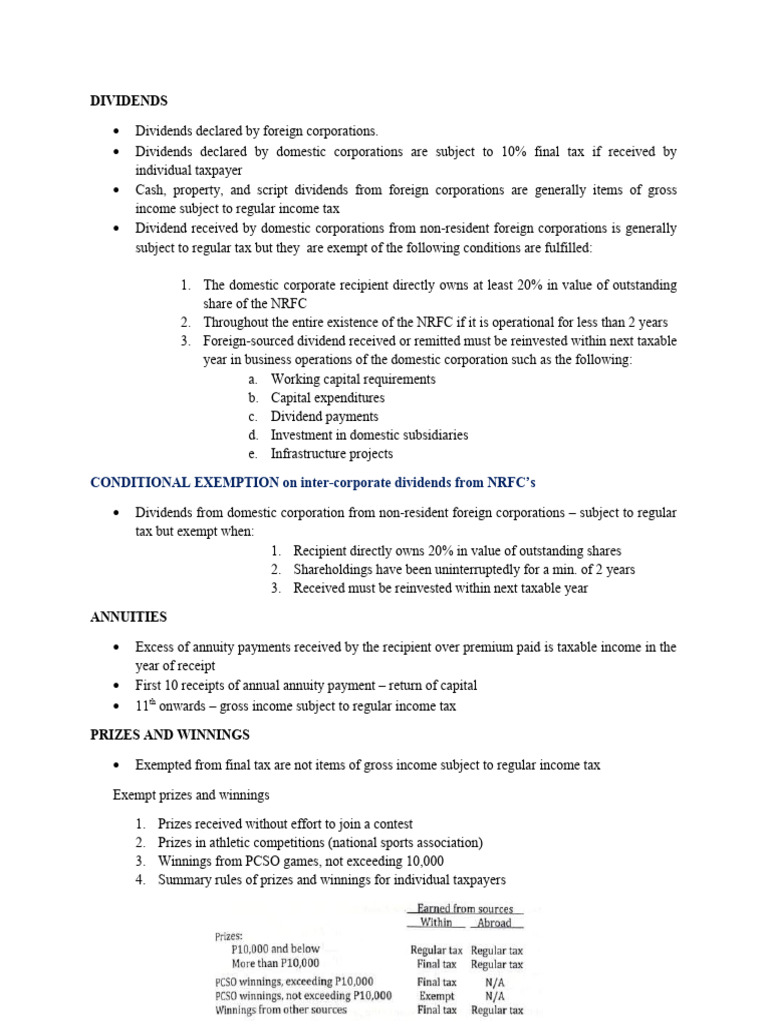 Dividends conditional exemption on inter corporate dividends from nrfc