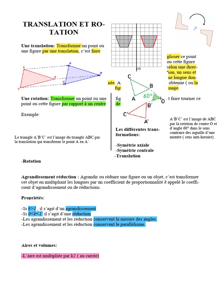 Translation et Rotation en Géométrie | PDF | Géométrie | Géométrie ...