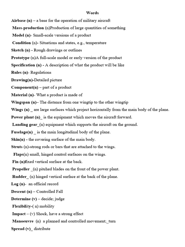 Words Engineering | PDF | Airplane | Wire