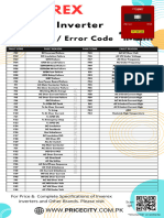 Inverex Inverter Fault Code Error Code Reason
