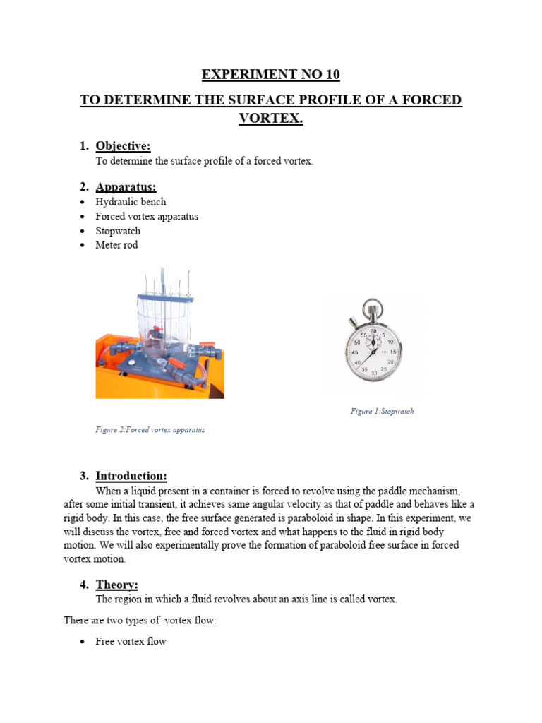 Surface Profile of Forced Vortex Experiment | PDF | Vortices | Force