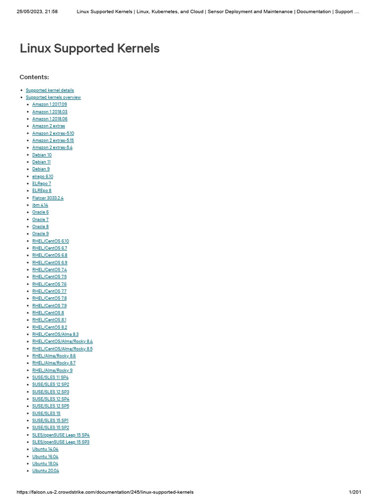 Linux Supported Kernels - Linux, Kubernetes, and Cloud - Sensor ...