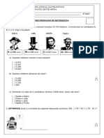 RECUPERAÇÃO DE MATEMÁTICA - 4º Ano