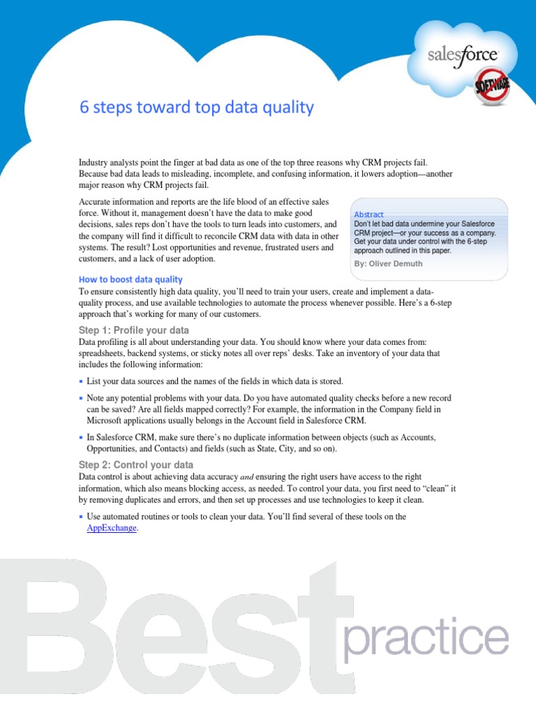6 Steps Toward Top Data Quality | PDF
