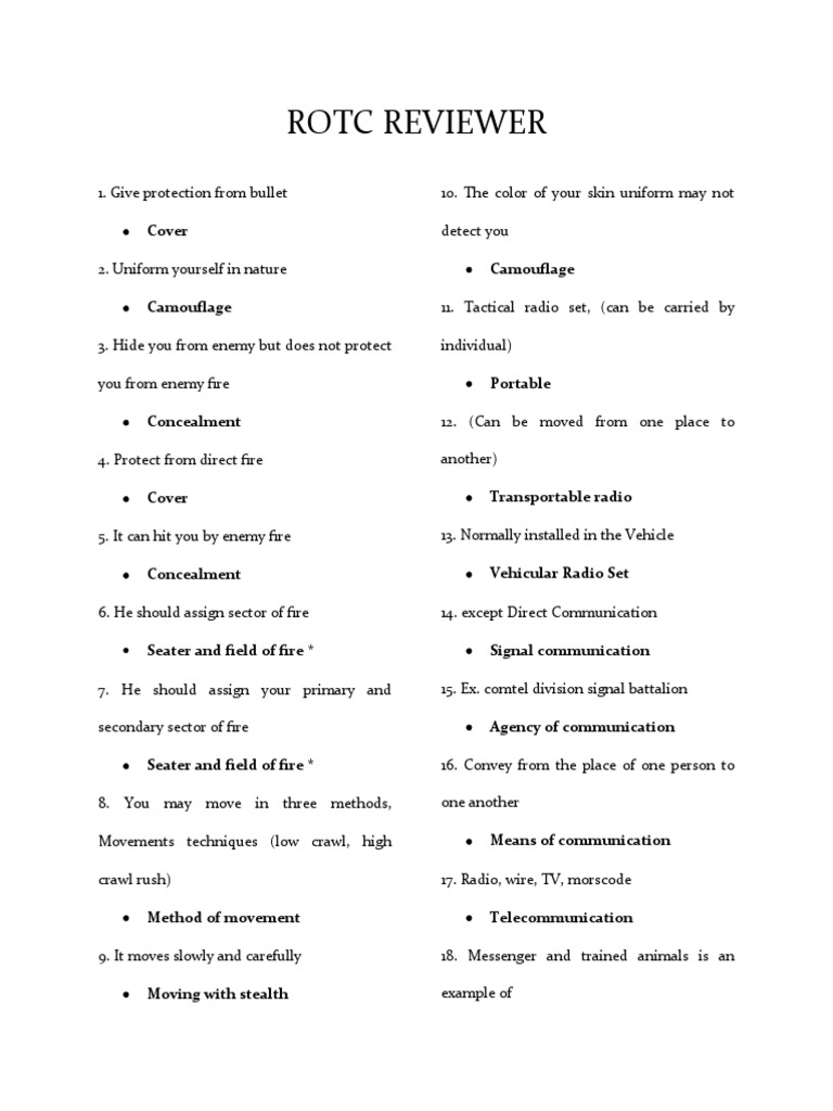 Rotc Reviewer | PDF | Communication | Military