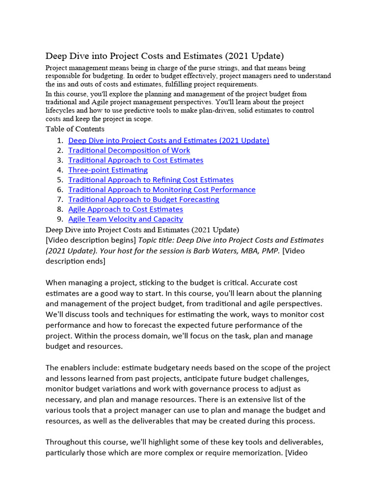 Deep Dive Into Project Costs and Estimates (2021 Update) 042323 PDF(00)